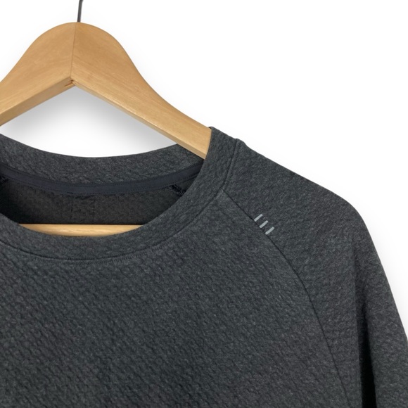 Lululemon At Ease Crew Sweatshirt Pullover Heathered Black Gray Mens L Textured - Picture 7 of 13